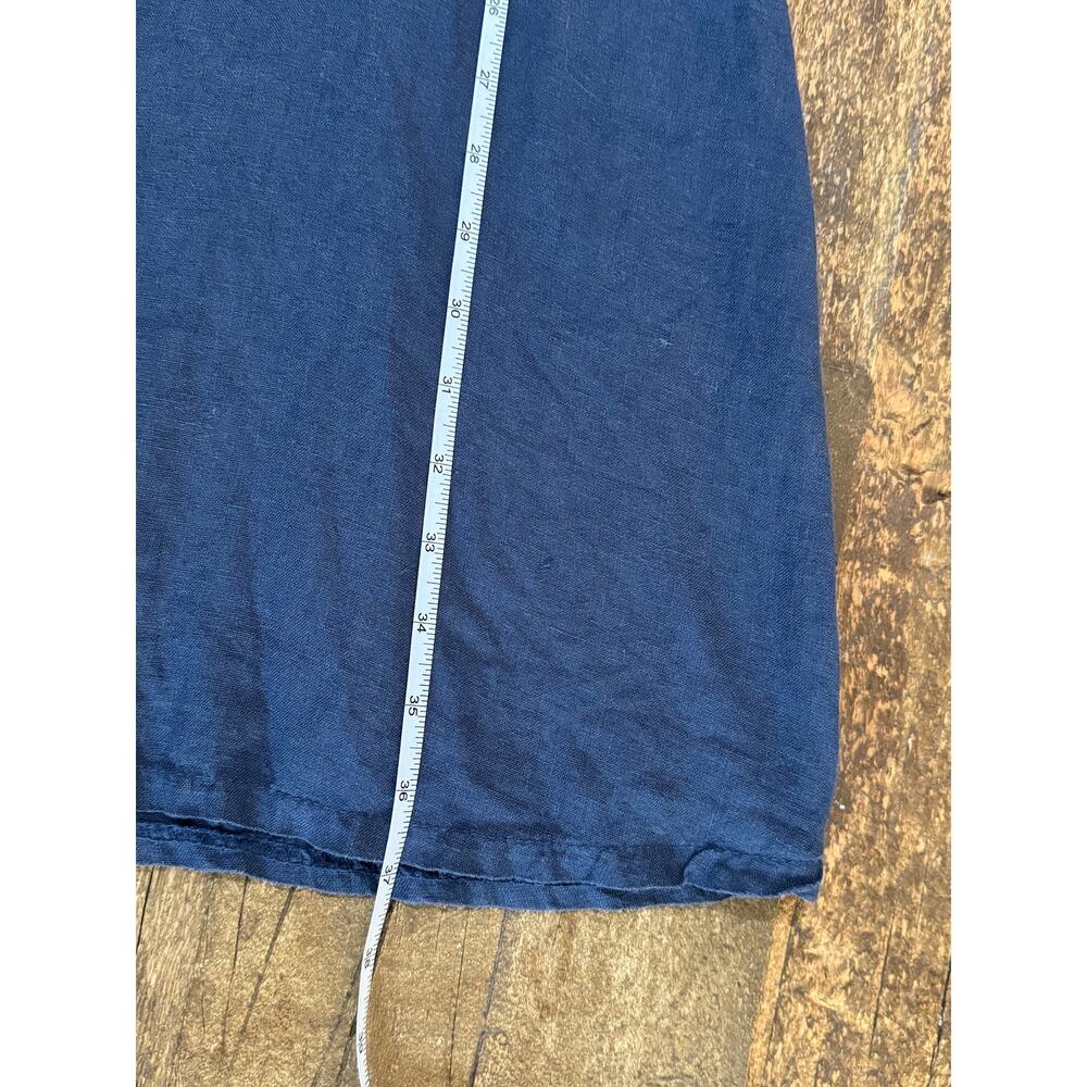 Terzo Millennio Blue Sleeveless Linen Dress, Size M, Button accents - Picture 4 of 8